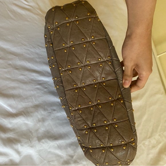 Miu Miu Quilted and Gold Studded Brown Bag - Picture 7 of 8